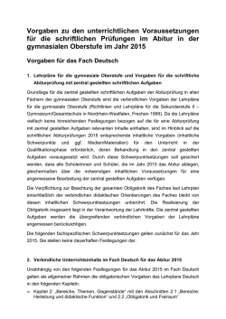 Vorgaben Abitur 2015 - Deutsch