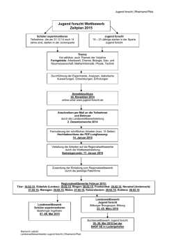 Jugend forscht Wettbewerb Zeitplan 2015