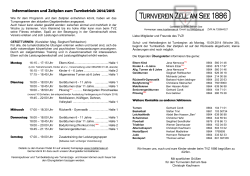 Informationen und Zeitplan zum Turnbetrieb 2014/2015