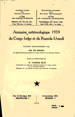 Annuairq^ météorologique 1959 du Congo belge et du Ruanda