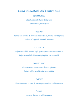 Il menu - Nuovo Centro Sub Lodi