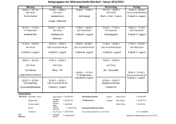 Belegungsplan der Mehrzweckhalle Oberdorf 2014-2015
