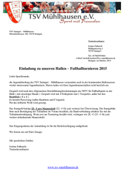 Einladung zu unseren Hallen – Fußballturnieren 2015
