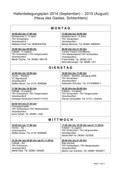 Hallenbelegungsplan 2014 (September) &ndash; 2015