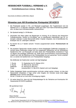 Hinweise zum AH Krombacher Kreispokal 2014/2015