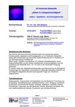 Seminarleitung: Dr. rer. nat. Udo Bastian Termine: 25.03.2015