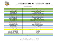 Calendrier RHE 76 - Saison 2014-2015