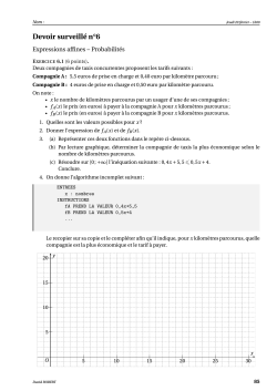 DS6 : Expressions affines - Probabilit&eacute;s - Perpendiculaires