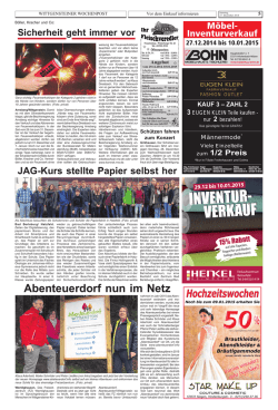 JAHRESSCHLUSS INVENTUR - Wittgensteiner Wochenpost Online
