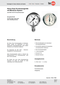 Heavy Duty Druckmessger&auml;te mit Membran-System - Tecsis GmbH