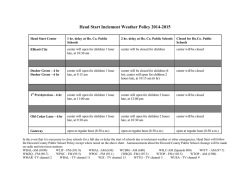 Head Start Inclement Weather Policy 2014-2015