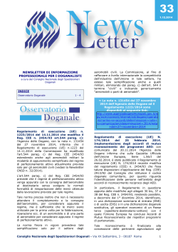 Newsletter – 2014 - Consiglio Nazionale Spedizionieri Doganali