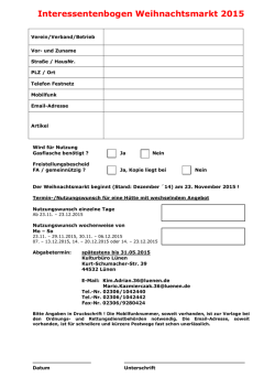 Interessentenbogen Weihnachtsmarkt 2015