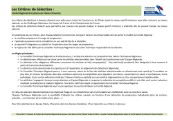 Les Critères de Sélection : - Comité Régional Cyclisme Poitou