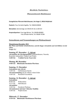Gottesdienste Dezember 2014 / Anfang Januar 2015