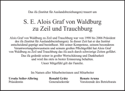 S. E. Alois Graf von Waldburg zu Zeil und Trauchburg