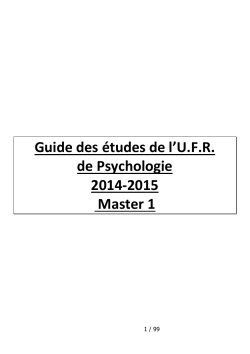 Guide des études – 1ère année de Master en psychologie