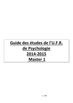 Guide des &eacute;tudes &ndash; 1&egrave;re ann&eacute;e de Master en psychologie