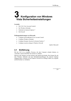 3 Konfiguration von Windows Vista Sicherheitseinstellungen