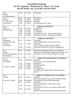 Gottesdienst-Ordnung der PG Augsburg - Haunstetten St. Albert &ndash; St