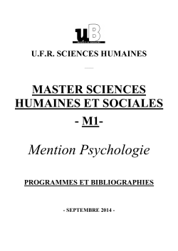 Master 1 - UFR Sciences Humaines