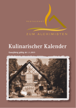 Kulinarischer Kalender 2015 - Restaurant "Zum Alchimisten"