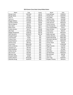 2014 Eastern Zone Select Camp Athlete Roster