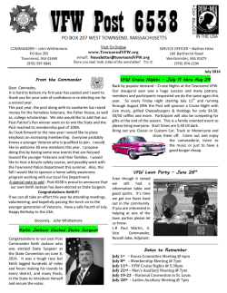 July 11 thru Aug 29 VFW Lawn Party &ndash; June 26th Da