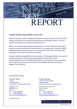 Hengeler Mueller advises WMF on sale of Alfi