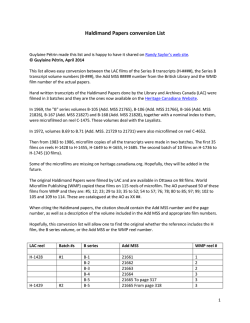 Haldimand Papers conversion List