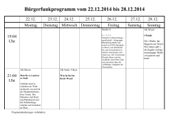 Bürgerfunkprogramm vom 22.12.2014 bis 28.12.2014
