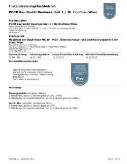 Instandsetzungsfachbetrieb PORR Bau GmbH Business Unit 1 / NL
