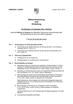 Sitzung des Gemeinderates - Tagesordnung - Gemeinde Lauben