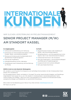 SENIOR PROJECT MANAGER (M/W) AM STANDORT - SXCES
