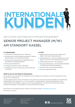 SENIOR PROJECT MANAGER (M/W) AM STANDORT - SXCES