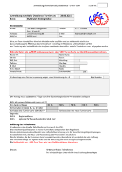 Anmeldung zum Rally Obedience Turnier am: 28.02.2015 beim
