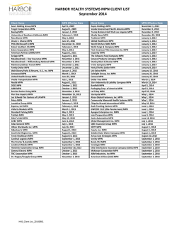 HARBOR HEALTH SYSTEMS MPN CLIENT LIST September 2014