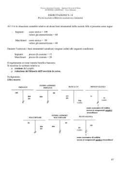 Plusvalenze e Minusvalenze da cessione