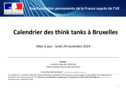 Calendrier des think tanks à Bruxelles