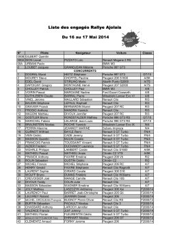 Liste des engagés ajolais 2014 - Rallye