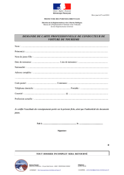 Imprim&eacute; de demande de carte professionnelle de conducteur de