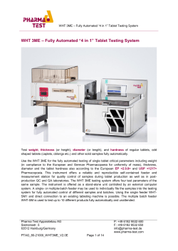 WHT 3ME – Fully Automated “4 in 1” Tablet Testing