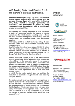 WIS Tooling GmbH and Persico S.p.A. are starting a strategic