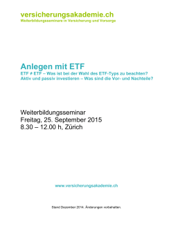 Anlegen mit ETF - Versicherungsakademie.ch