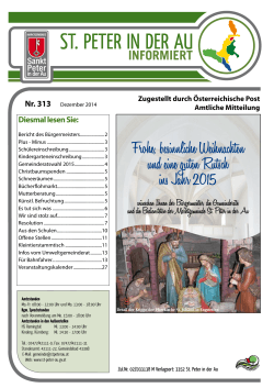 Das aktuelle Infoblatt Nr. 313 Dezember 2014 - in St. Peter in der Au