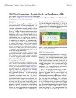 HRSC Data Dissemination &ndash; Dynamic Queries and Data