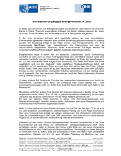 Informationen zu Betrugsversuchen in China- AHK - IHK Erfurt