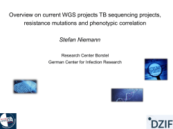 Overview on current WGS projects TB sequencing projects