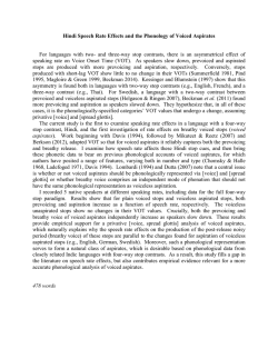 Hindi Speech Rate Effects and the Phonology of Voiced Aspirates