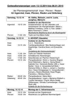 Gottesdienstanzeiger vom 13.12.2014 bis 06.01.2015 - Gemeinde